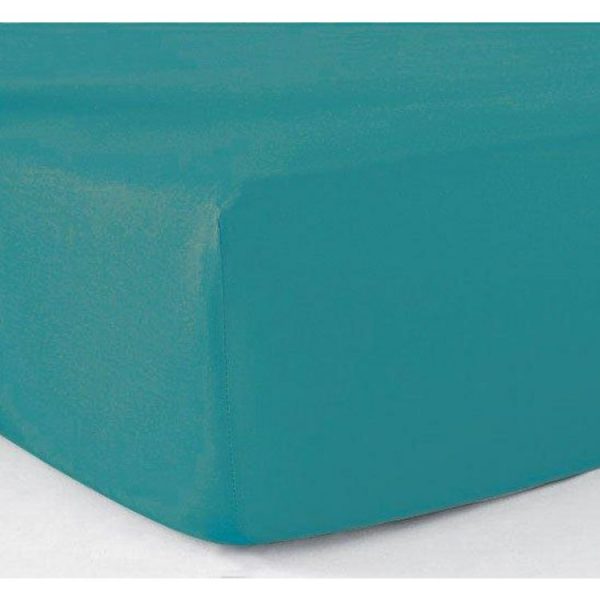 Coupon 🤩 Le Linge De Jules Drap-housse 100% Coton 57 Fils Turquoise – 180 X 200 Cm 😉 1