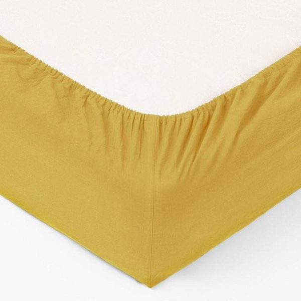 Remise 👏 Drap Housse Lavable Coton Maria 140x190cm Ocre 🎁 3