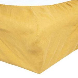 Meilleure vente ❤️ Drap Housse En Lin Adorable 160x200cm Jaune Ocre ✔️ 7