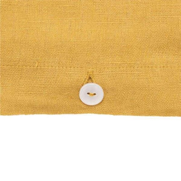 Meilleure vente ❤️ Drap Housse En Lin Adorable 160x200cm Jaune Ocre ✔️ 4