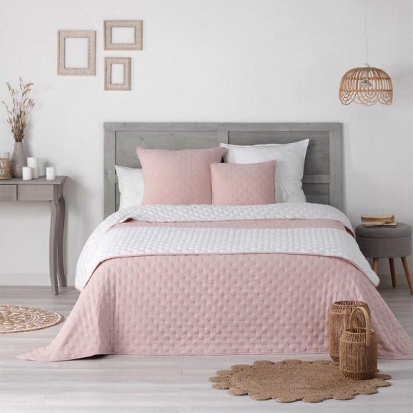 Bon marché 🤩 Paris Prix Dessus De Lit Matelassé Mellow 80x180cm Rose & Blanc 👏 1