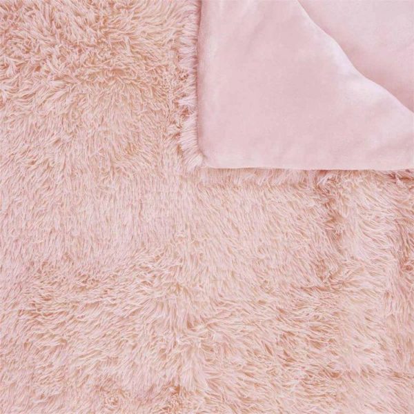 Coupon 🧨 Paris Prix Couvre-Lit Déco Poils Longs 220x240cm Rose 💯 1