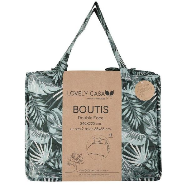 Coupon ✨ Lovely Casa Boutis 240×220 Avec 2 Taies Et Sac Vibes Vert 🎁 4