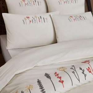 Meilleure affaire 😉 Sensei Maison Parure Housse De Couette Brodée Percale De Coton Avec 2 Taies 65×65 Cm FLORIALES 👍 10