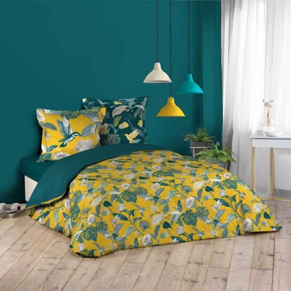 Grosses soldes ❤️ Paris Prix Parure De Lit 3 Pièces Botiflore 240x220cm Jaune ⌛ 1