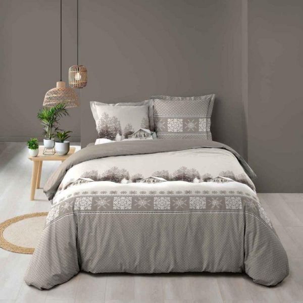 Promo ✨ Paris Prix Parure De Lit 3 Pièces Chalet 240x220cm Gris ✨ 1