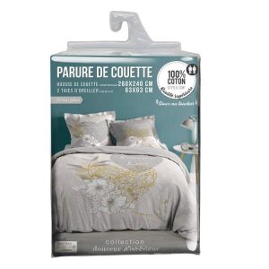 Meilleure vente 🛒 Paris Prix Parure De Lit 3 Pièces Loveliness 260x240cm Naturel ✔️ 7