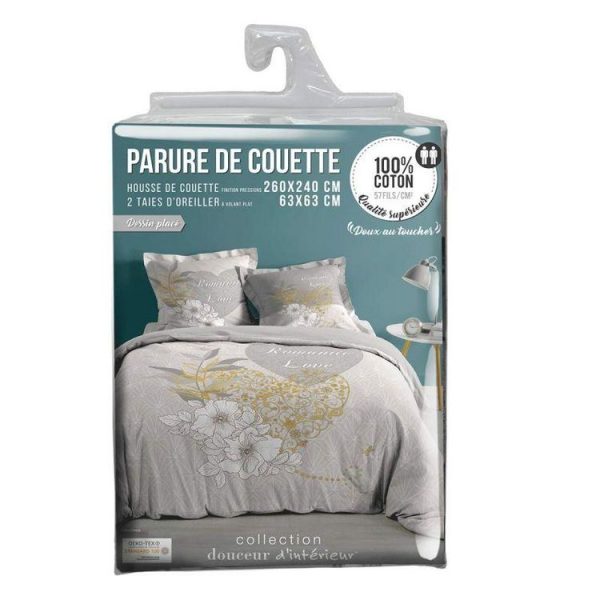 Meilleure vente 🛒 Paris Prix Parure De Lit 3 Pièces Loveliness 260x240cm Naturel ✔️ 3